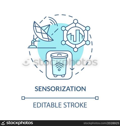 Sensorization blue concept icon. Modern city digitalization program. Citizen comfort technology abstract idea thin line illustration. Vector isolated outline color drawing. Editable stroke. Sensorization blue concept icon