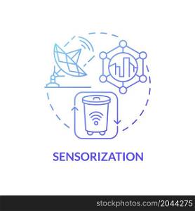Sensorization blue gradient concept icon. Modern city digitalization program. Citizen comfort technology abstract idea thin line illustration. Vector isolated outline color drawing. Sensorization blue gradient concept icon