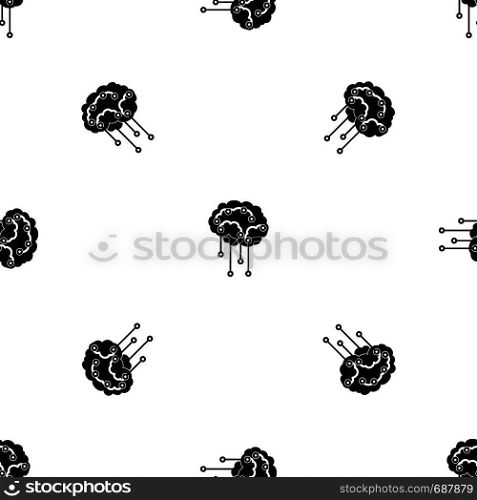 Sensors on human brain pattern repeat seamless in black color for any design. Vector geometric illustration. Sensors on human brain pattern seamless black