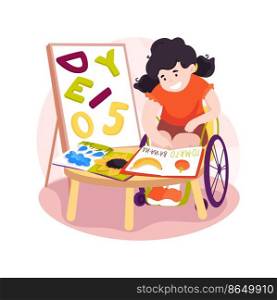 Sensory game isolated cartoon vector illustration. Texture books for children, disabled child plays with sensory toy, developmental game, in-home caregiver service, homebased vector cartoon.. Sensory game isolated cartoon vector illustration.