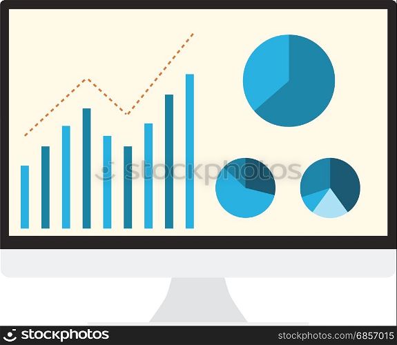 SEO analytics flat graphic design for search engine optimisation concept in vector. SEO Analytics Computer