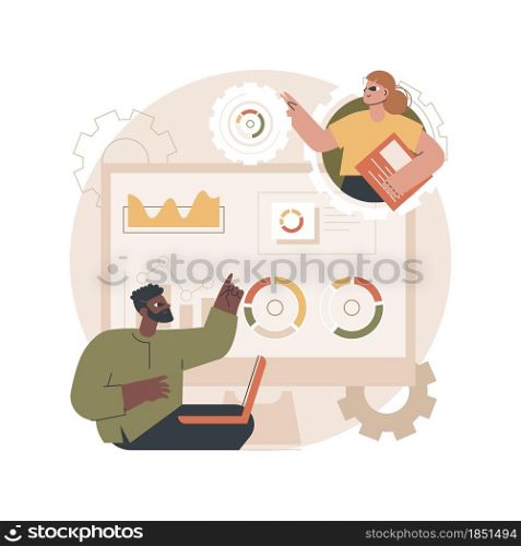 SEO analytics team abstract concept vector illustration. SEO optimization, online internet promotion, search engine visibility, content marketing, analytics tools and measurement abstract metaphor.. SEO analytics team abstract concept vector illustration.