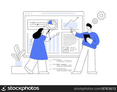 SEO analytics team abstract concept vector illustration. SEO optimization, online internet promotion, search engine visibility, content marketing, analytics tools and measurement abstract metaphor.. SEO analytics team abstract concept vector illustration.