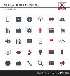 Seo and Developement icons. For web design and application interface, also useful for infographics. Vector illustration.