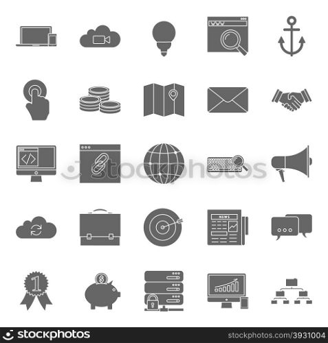 Seo and e-marketing silhouetetes icon set. Seo and e-marketing silhouettes icon set vector graphic illustration