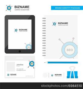 Seo Business Logo, Tab App, Diary PVC Employee Card and USB Brand Stationary Package Design Vector Template