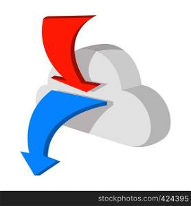 Seo cloud with 2 arrows cartoon icon. Media cloud symbol on a white background. Seo cloud cartoon icon