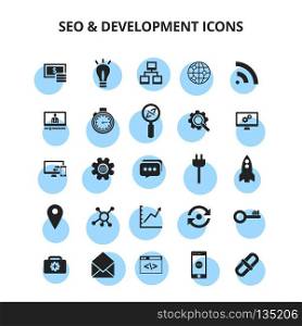 SEO & Development Icons. For web design and application interface, also useful for infographics. Vector illustration.