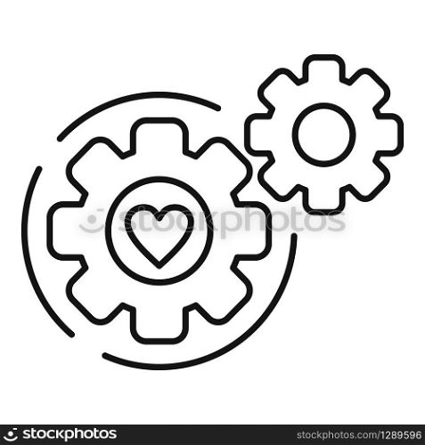 Seo gears icon. Outline seo gears vector icon for web design isolated on white background. Seo gears icon, outline style