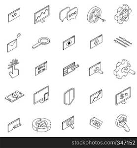 SEO icons set in isometric 3d style isolated on white background. SEO icons set, isometric 3d style