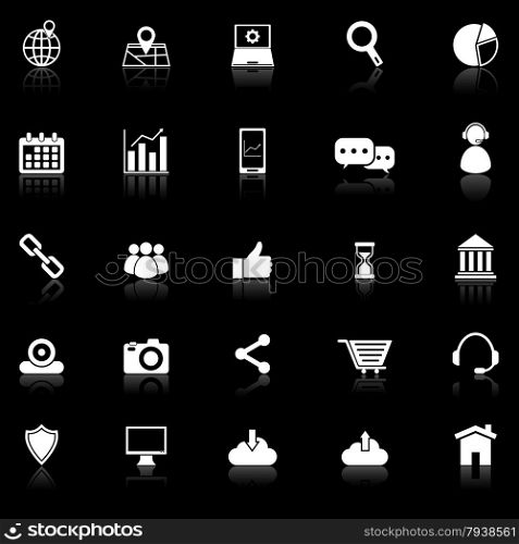 SEO icons with reflect on black background, stock vector