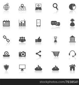 SEO icons with reflect on white background, stock vector
