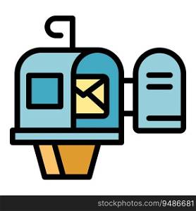 Seo mailbox icon outline vector. Site web. Social card color flat. Seo mailbox icon vector flat