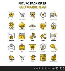 SEO Marketing Icon Set. Yellow Futuro Latest Design icon Pack