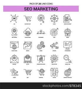 SEO Marketing Line Icon Set - 25 Dashed Outline Style