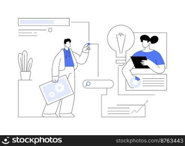 SEO optimization abstract concept vector illustration. Search engines page rank, online digital marketing tools, keyword optimization, link building, measurement and reporting abstract metaphor.. SEO optimization abstract concept vector illustration.