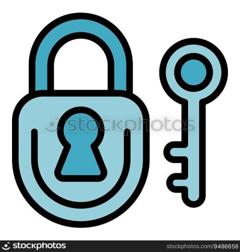 Seo padlock business trend icon outline vector. Search element. Chart internet color flat. Seo padlock business trend icon vector flat