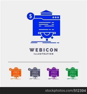 seo, progress, globe, technology, website 5 Color Glyph Web Icon Template isolated on white. Vector illustration. Vector EPS10 Abstract Template background
