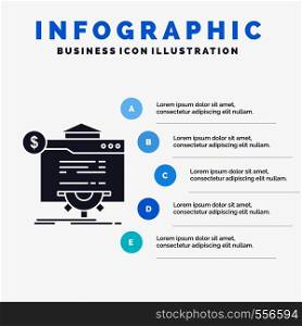 seo, progress, globe, technology, website Infographics Template for Website and Presentation. GLyph Gray icon with Blue infographic style vector illustration.. Vector EPS10 Abstract Template background