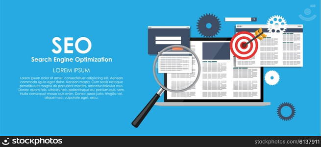 SEO Search Engine Optimazation Vector illustration. Flat computing background. EPS10. SEO Search Engine Optimazation Vector illustration. Flat computi