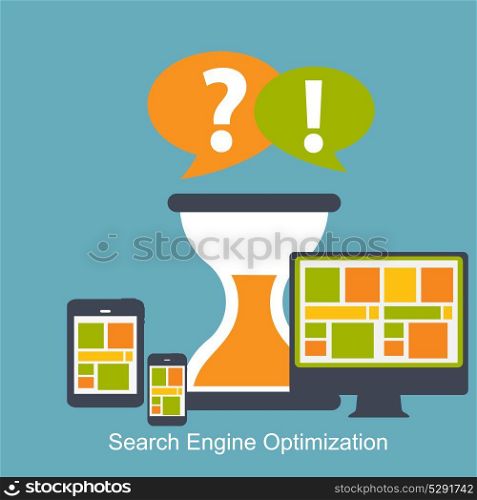 SEO - Search Engine Optimization Flat Icon Vector Illustration