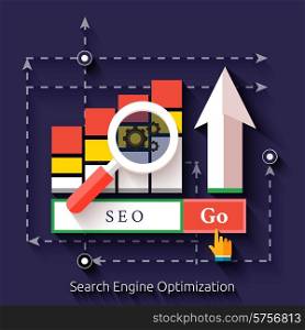Seo search engine optimization, programming process and web analytics elements. Set for web and mobile applications of seo