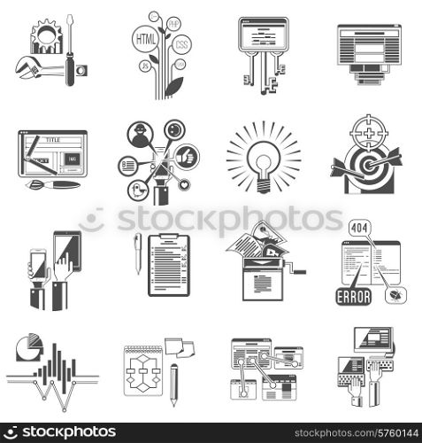 Seo search engine optimization service for increasing page visibility index black icons collection abstract isolated vector illustration. Seo icons set black