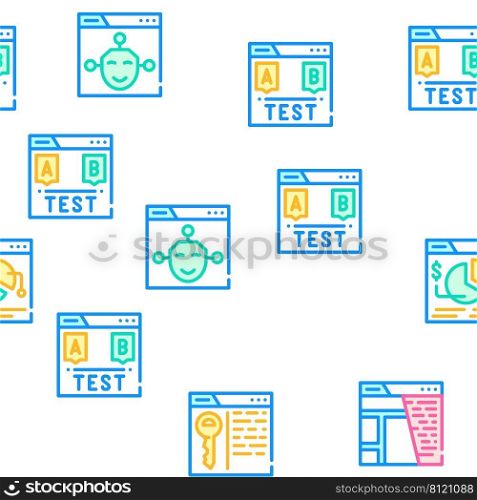 Seo Search Engine Optimization Vector Seamless Pattern Color Line Illustration. Seo Search Engine Optimization Icons Set Vector