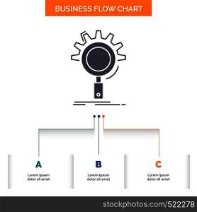 seo, search, optimization, process, setting Business Flow Chart Design with 3 Steps. Glyph Icon For Presentation Background Template Place for text.. Vector EPS10 Abstract Template background