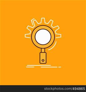 seo, search, optimization, process, setting Flat Line Filled Icon. Beautiful Logo button over yellow background for UI and UX, website or mobile application. Vector EPS10 Abstract Template background
