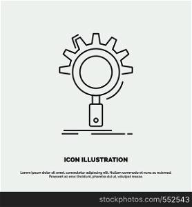 seo, search, optimization, process, setting Icon. Line vector gray symbol for UI and UX, website or mobile application. Vector EPS10 Abstract Template background