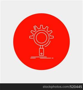 seo, search, optimization, process, setting White Line Icon in Circle background. vector icon illustration. Vector EPS10 Abstract Template background