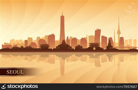 Seoul city skyline silhouette background, vector illustration