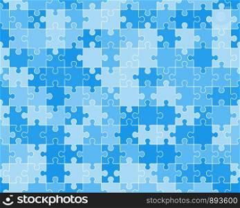 Separate pieces of blue puzzle, seamless illustration