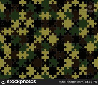 Separate pieces of colorful camouflage puzzle, vector illustration