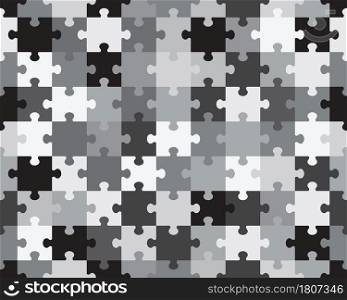 Separate pieces of gray camouflage puzzle, seamless illustration