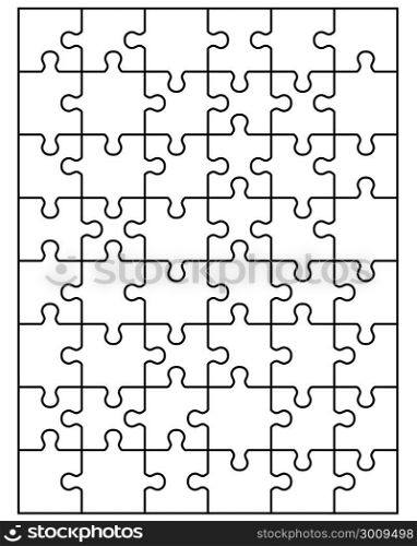Separate pieces of white jigsaw puzzle