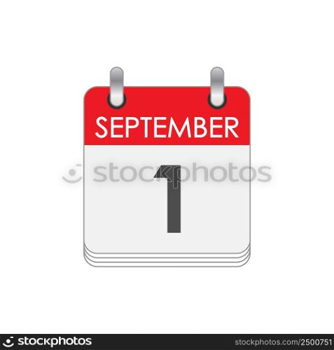 SEPTEMBER 1. A leaf of the flip calendar with the date of SEPTEMBER1. Flat style.