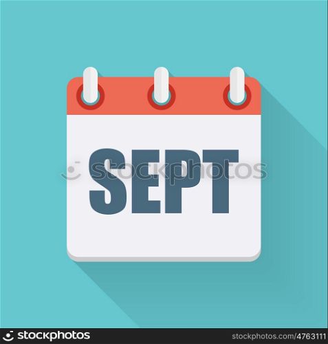 September Dates Flat Icon with Long Shadow. Vector Illustration EPS10. September Dates Flat Icon with Long Shadow. Vector Illustration