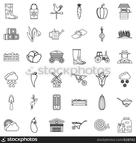 September icons set. Outline style of 36 september vector icons for web isolated on white background. September icons set, outline style