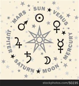 Septener. The Ancient Star of Babylonian magicians. Seven classical planets of Astrology. (Selenium version).