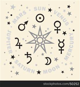 Septener. The Ancient Star of Babylonian magicians. Seven classical planets of Astrology. (Selenium version).