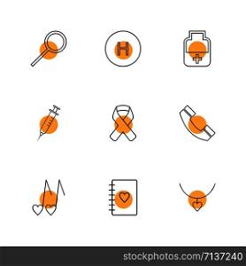 serach , healt h , medicine, medical , syringe , cancer , telephone , heart , diary , necklace ,icon, vector, design, flat, collection, style, creative, icons