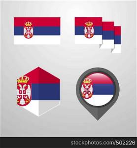 Serbia flag design set vector