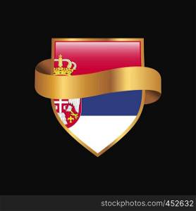 Serbia flag Golden badge design vector
