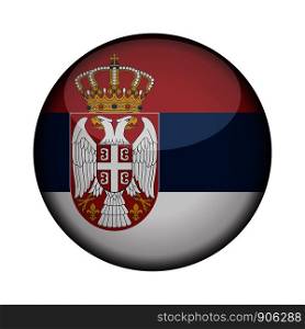serbia Flag in glossy round button of icon. serbia emblem isolated on white background. National concept sign. Independence Day. Vector illustration.