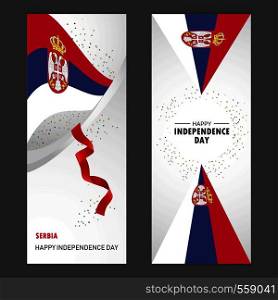 Serbia Happy independence day Confetti Celebration Background Vertical Banner set