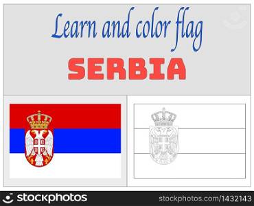 Serbia national country flag. original colors and proportion. Simply vector illustration background. Isolated symbols and object for design, education, learning, postage stamps and coloring book, marketing. From world set