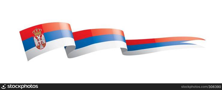 Serbia national flag, vector illustration on a white background. Serbia flag, vector illustration on a white background