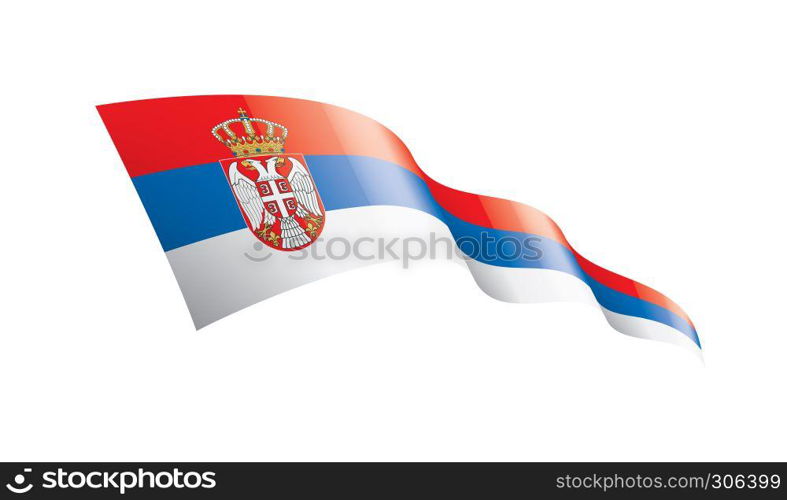 Serbia national flag, vector illustration on a white background. Serbia flag, vector illustration on a white background